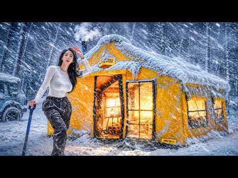 ❄️HEAVY SNOW CAMPING INSIDE A LUXURY AIR TENT