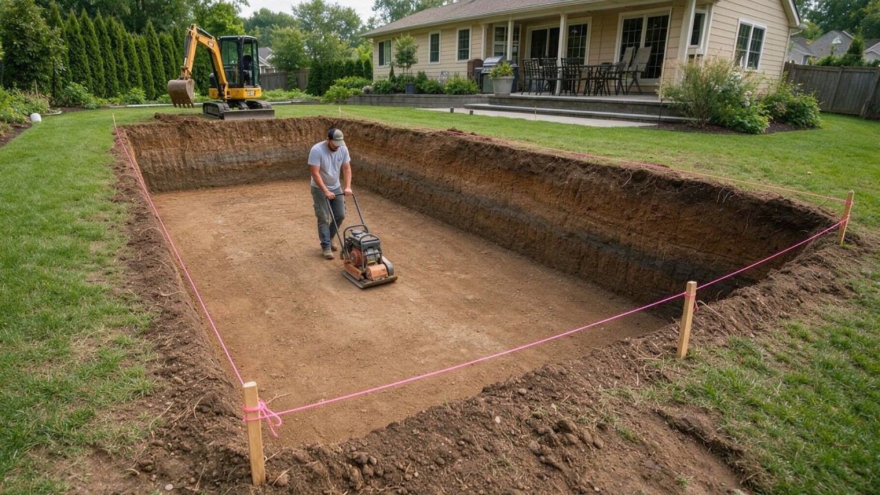 Man Builds Stunning SWIMMING POOL In His Backyard | Start To Finish By @EricLeCarreleur