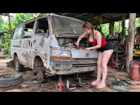 The genius girl repaired and restored a car that had been abandoned for 10 years.