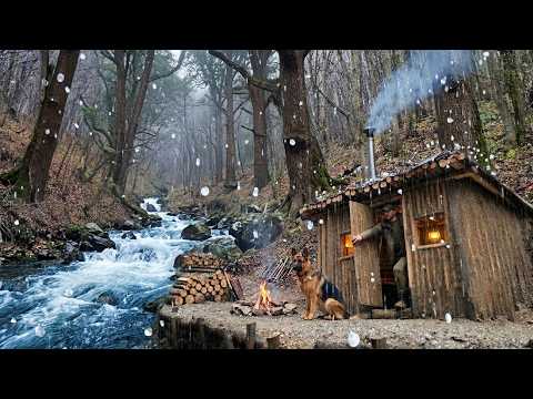 Solo Winter Survival: Heated Rock Bed in the Wild