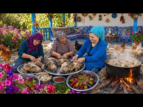 Köy Yaşamı Kuzu Eti Kelle Yemeği | Traditional Village Cooking Belgesel Flim 4K