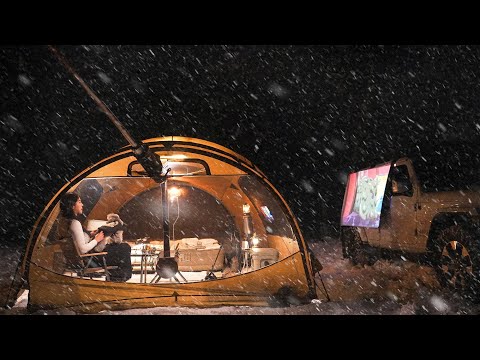 ❄ CAMPING IN THE ICE WORLD WITH A NEW COZY TENTㅣCAMP ASMRㅣSNOW CAMP