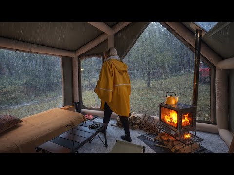 ŞİDDETLİ YAĞIŞTA EV KONFORUNDA KAMP☔️