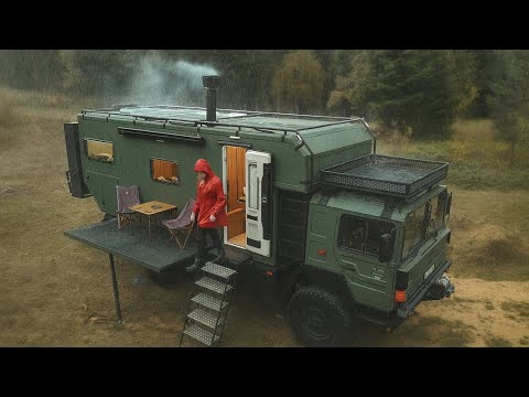 ☔️ YENİ KAMYON KARAVANLA YAĞMURDA KAMP
