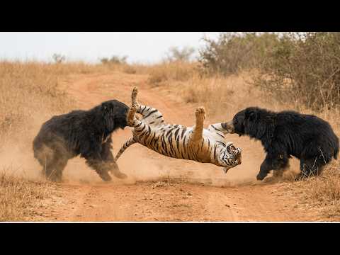 Double Trouble as Two Sloth Bears Flip a Charging Tiger
