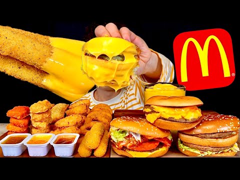 ASMR 맥도날드 페퍼로니 트리플치즈버거 맥너겟 치즈스틱 치즈소스 찍먹방 McDonald’s Triple Cheeseburger nuggets Cheese Stick MuKBang