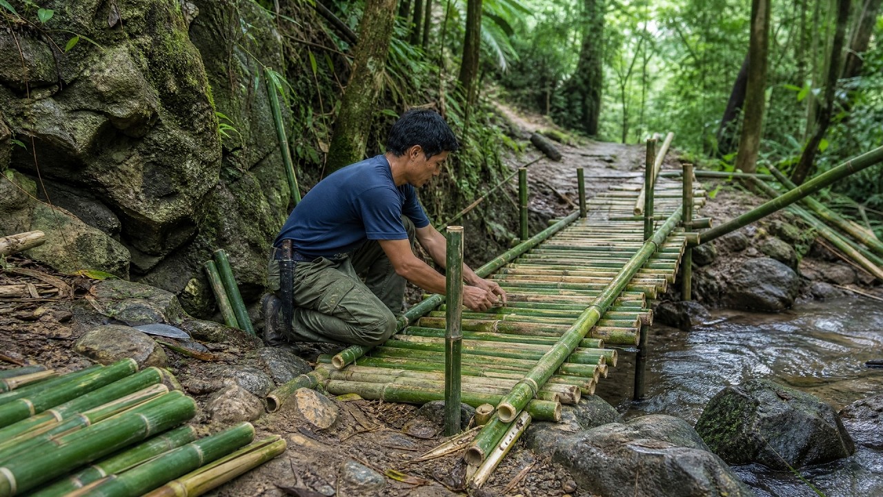 Man Builds INCREDIBLE BAMBOO SHELTERS in Dangerous Rainforest | By @tarzanasian-bushcraft8299