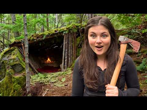 Solo Survival Dugout Shelter - Camping Alone in Rainforest