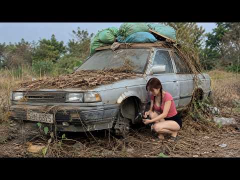 Timelapse: The girl repaired and restored an old Nissan Sunny that had been abandoned for many years