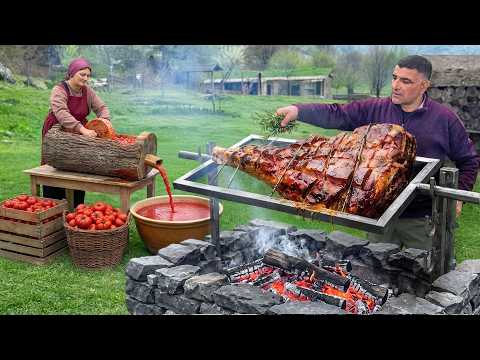 Spit-Roasted Beef Leg with Honey-Tomato Glaze