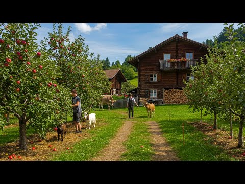 How do people live in the Swiss Alps villages? Simple villages and fruitful orchards