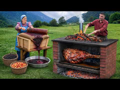 Cooking Giant Beef Leg In Sweet Mulberry Marinade!