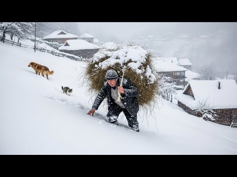 Living Simply and Warmly Amid a Snowstorm in a Remote Mountain Village