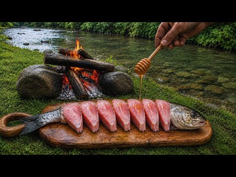 Fish with Honey on a Hot Stone by the River! 🔥