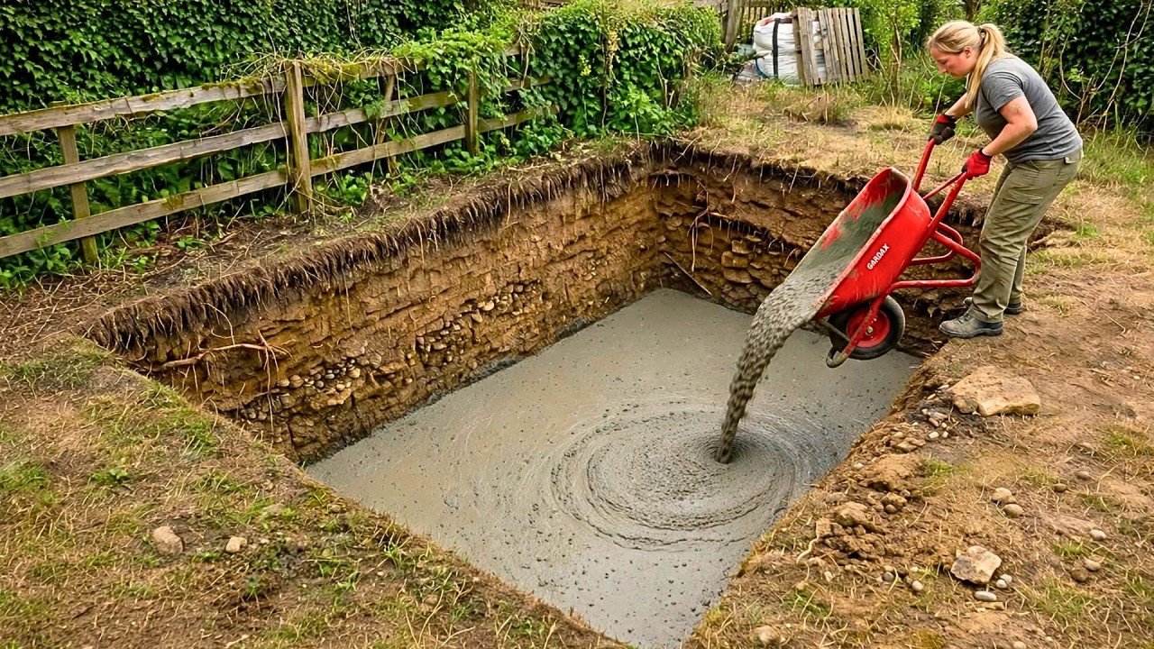Mother Builds DIY SWIMMING POOL For Kids In The Backyard | Start To Finish By @NicoleMichaelDIY