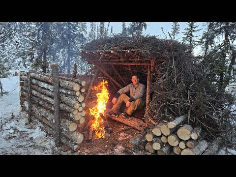 3 Days in Arctic Survival Shelter - Solo Bushcraft