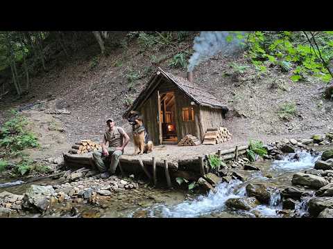 I Built a Cozy Log Cabin Directly Over a Mountain Stream