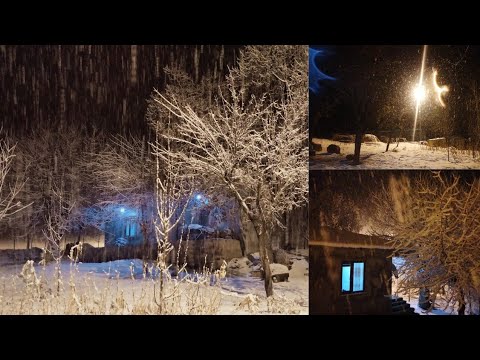 Köyde gece boyu süren yoğun kar yağışı 🌨️🌨️Huzur veren kara kış🌨️☺️#snowfall#köyhayatı#karkampı