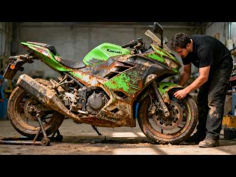 Skillful Man Rescues an Abandoned Kawasaki Ninja: From Junkpile to Asphalt | by @MichaelRestoration