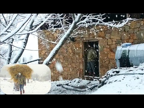 Yoğun kar yağışı altında yaşam mücadelesi ❄️Karakışta köy hayatı❄️living conditions in snowfall#snow