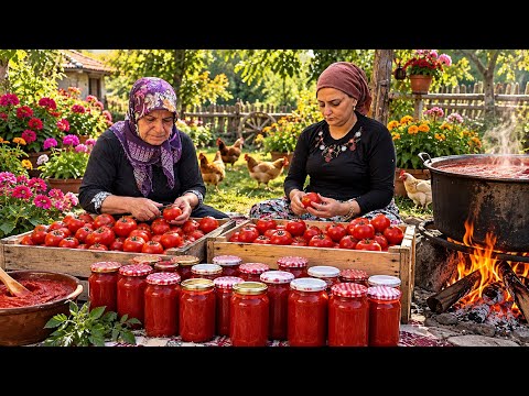 Köy Hayatı Domates Konserve Yapımı | Yüksek Dağlarda Yaşam Belgesel 4K