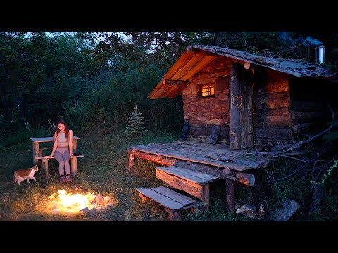 4 Hours Alone in a Log Cabin | Young Girl Cooks on Fire, Chops Wood, Bathes in Rain