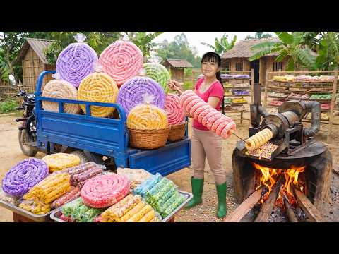 Satisfying Process Of Making Rolled Puffed Rice | Go To Countryside Market Sell