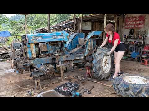 The young woman repaired, restored, and reassembled the entire tractor.