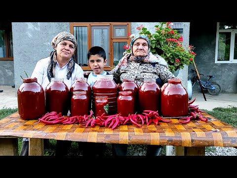 Nənə öz Bostanın Pomidorlardan Tomat Pastası Hazırladı, ASMR food