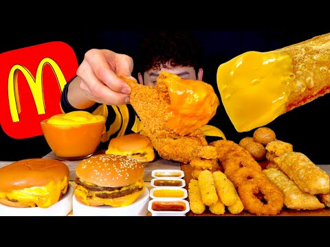 ASMR 치즈속에 치즈버거🍔오징어링 치즈스틱 애플파이 너겟 먹방~!! Cheese Burger With Cheese Stick Apple Pie Nuggets MuKBang~!!