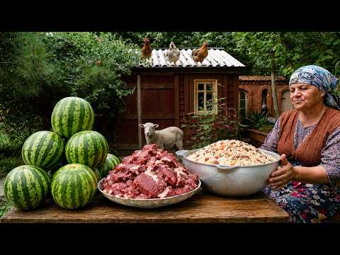 Rice & Beef Stuffed Watermelon | Rustic Village Recipe