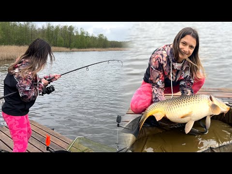 Girl Fishing on a Wild Lake | Trophy Fish Breaks Tackles | Cooking Relaxing Sounds of Nature ASMR ⛺