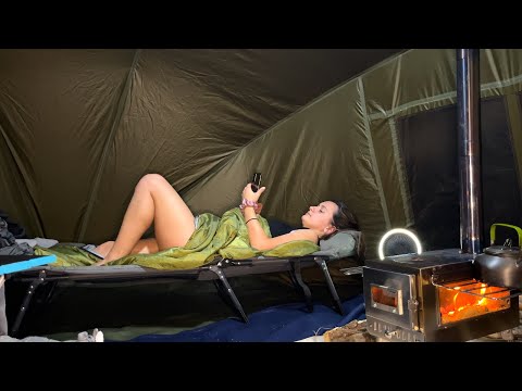 Solo Winter Camping | HOT ADVENTURES IN A FROST NIGHT | ASMR ⛺ #outdoors #nature #camping