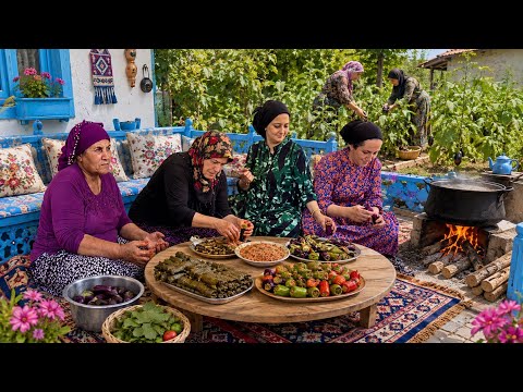 Halam'ın Köy Evi Yaşamı Yemek Daveti \ Kuzu Eti Kalem Sarması \ Belgesel 4K