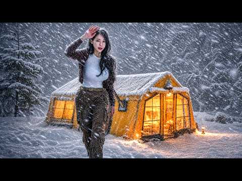 ❄️CAMPING IN HEAVY SNOW WITH A 2-ROOM INFLATABLE TENT