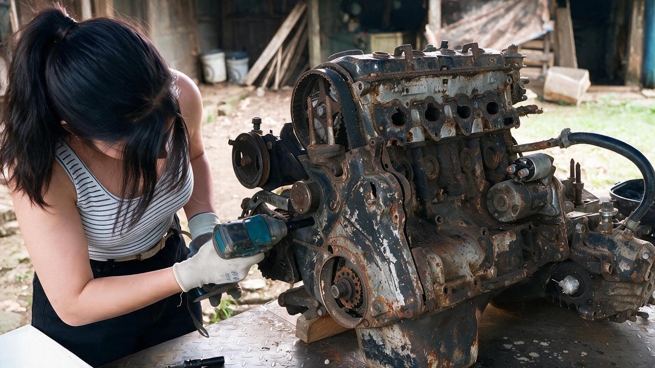 Young Woman Restores Mitsubishi Galant Pulled from a River | by @Flame-Frame-VN