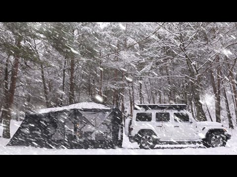 -15°C, COZY SOLO CAMPING IN A BLIZZARD❄️ㅣSnow ASMR