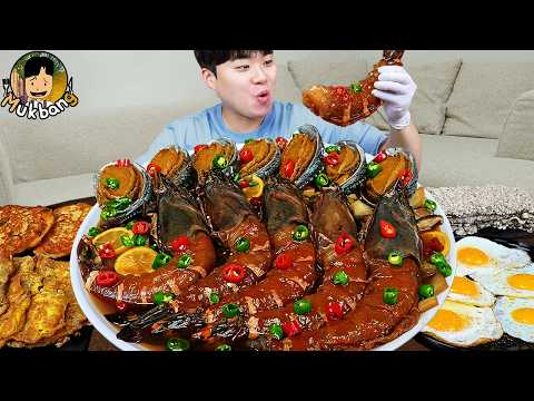 ASMR MUKBANG 집밥 직접 만든 킹블랙타이거새우 새우장 계란후라이 먹방! Marinated Raw Shrimp Korean Home Meal EATING REAL SOUND