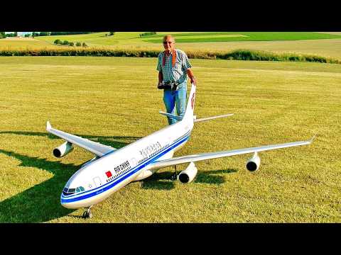 HUGE RC MODEL AIRBUS A-340-300 / SCALE 1:16 MODEL AIRLINER / FLIGHT DEMONSTRATION