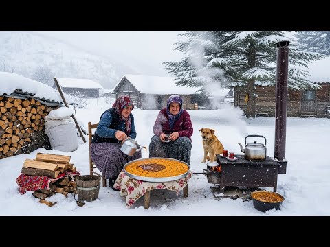 One Hour of Life in a Snowy Village | A Powerful Snowstorm in the Turkish Highlands