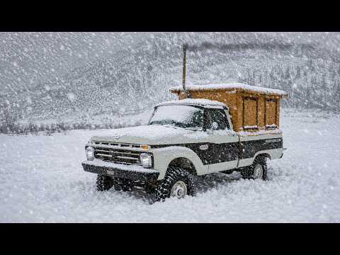 Blizzard Snowed in a Home Made Hot Tent Camper After Ice