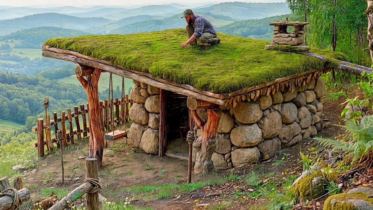 How This Man Built a Stone House in the Forest with Primitive Engineering