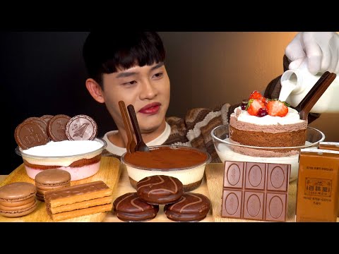 ASMR 달달구리 초코파티🍫 몽쉘 초코숟가락 티라미수 초코마카롱 먹방~!! Chocolate Party🟤 Choco Cake Choco Spoon Tiramisu MuKBang