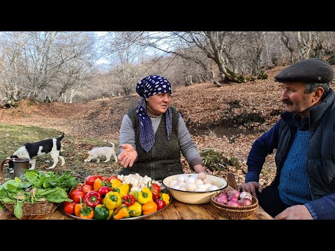Nənə Üçün Sacda Omlet hazırladıq, Making a Big Vegetable Omelet for Grandma, Outdoor Cooking