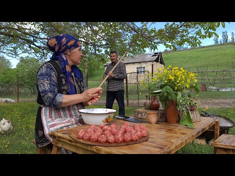 The Best Homemade Pasta With Meatballs, Köftəli Makaron, Outdoor Cooking